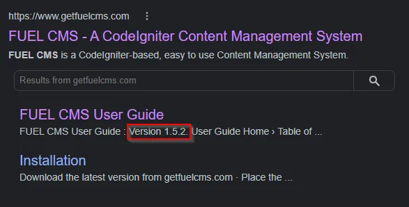 FuelCMS Version