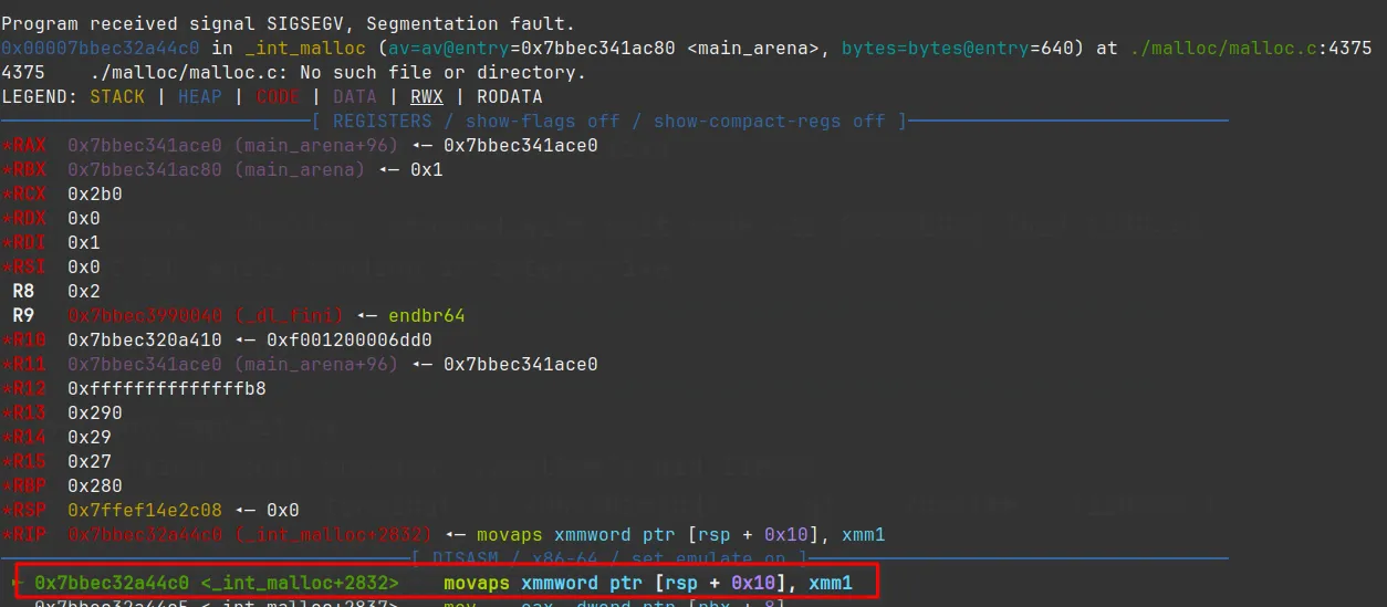 MOVAPS Segfault
