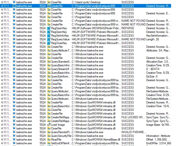 New files created by tasksche.exe